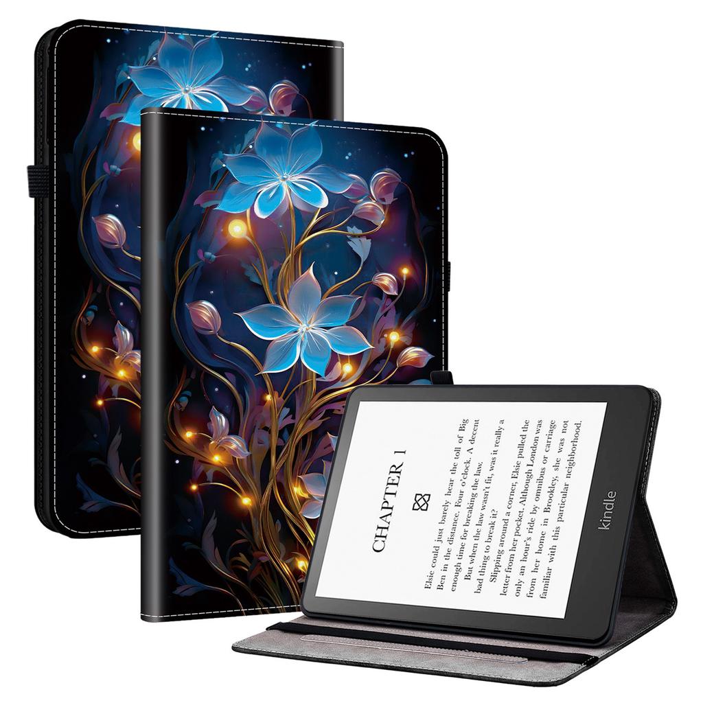 Для Amazon Kindle Paperwhite (2021) Кожаный чехол-подставка с узором и карманами для карт