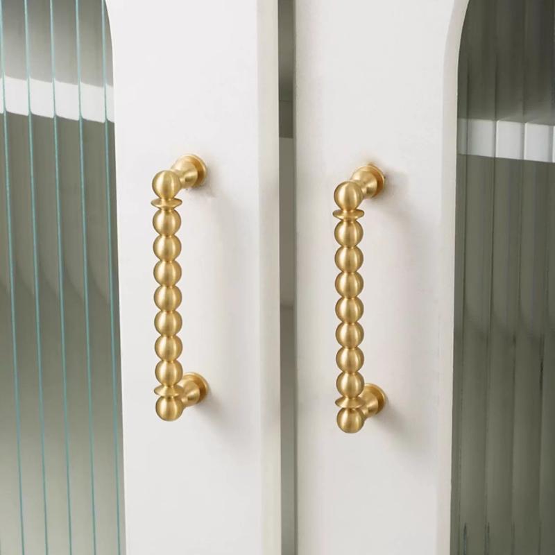 Brass Cabinet Handles Copper Furniture Hardware Round Ball Drawer Knobs Antique Long Wardrobe Pulls Kitchen Cupboard Door Handle
