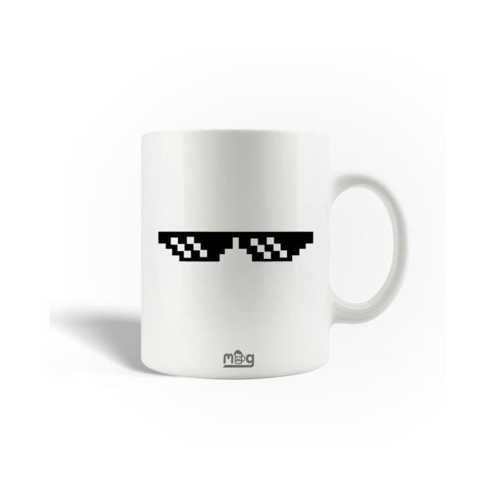 Керамическая кружка - MANIACASE - Очки Thug Life - 30cl - Подходит для мытья в посудомоечной машине - Белый