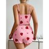 Sleepwear Women's Pajamas Set 2 Pieces Camisole Heart Love Printing Casual Tank Tops and Shorts Ventilate Soft Loungewear