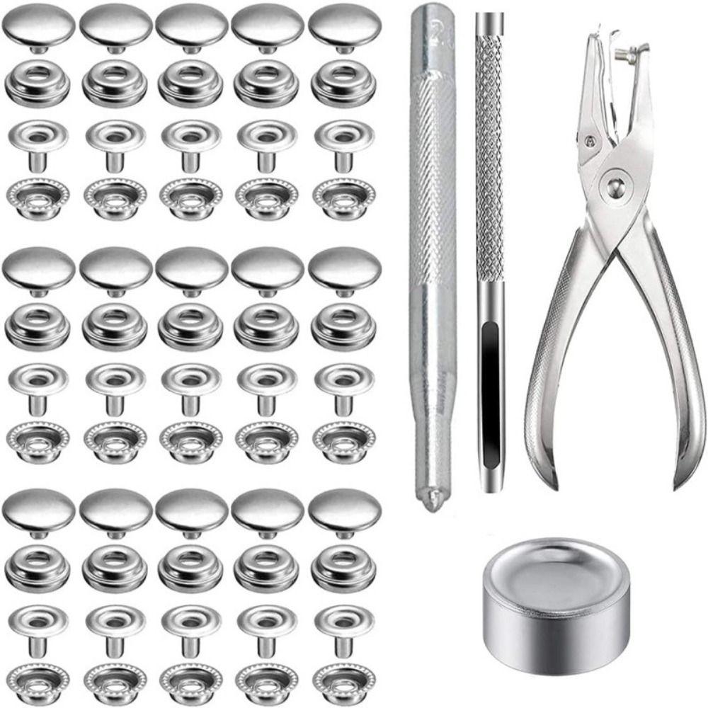 200Pcs Boxed Snaps Buttons Set Double Cap Leather Punch Pliers Durable Snap Fastener Kit DIY Craft