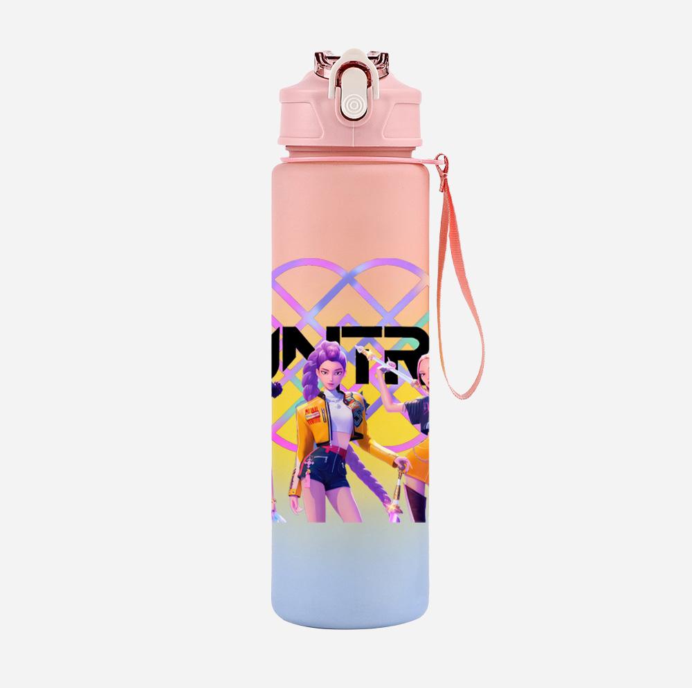 Cartoon K-Pop Demon Hunters Printed 750Ml Water Bottle Large Capacity Drinking Cup Portable Outdoor Sports Water Cup Children Gift