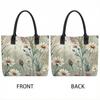  Wildflower Print Tote Bag Casual Large Capacity Shoulder Handbag for Daily Use