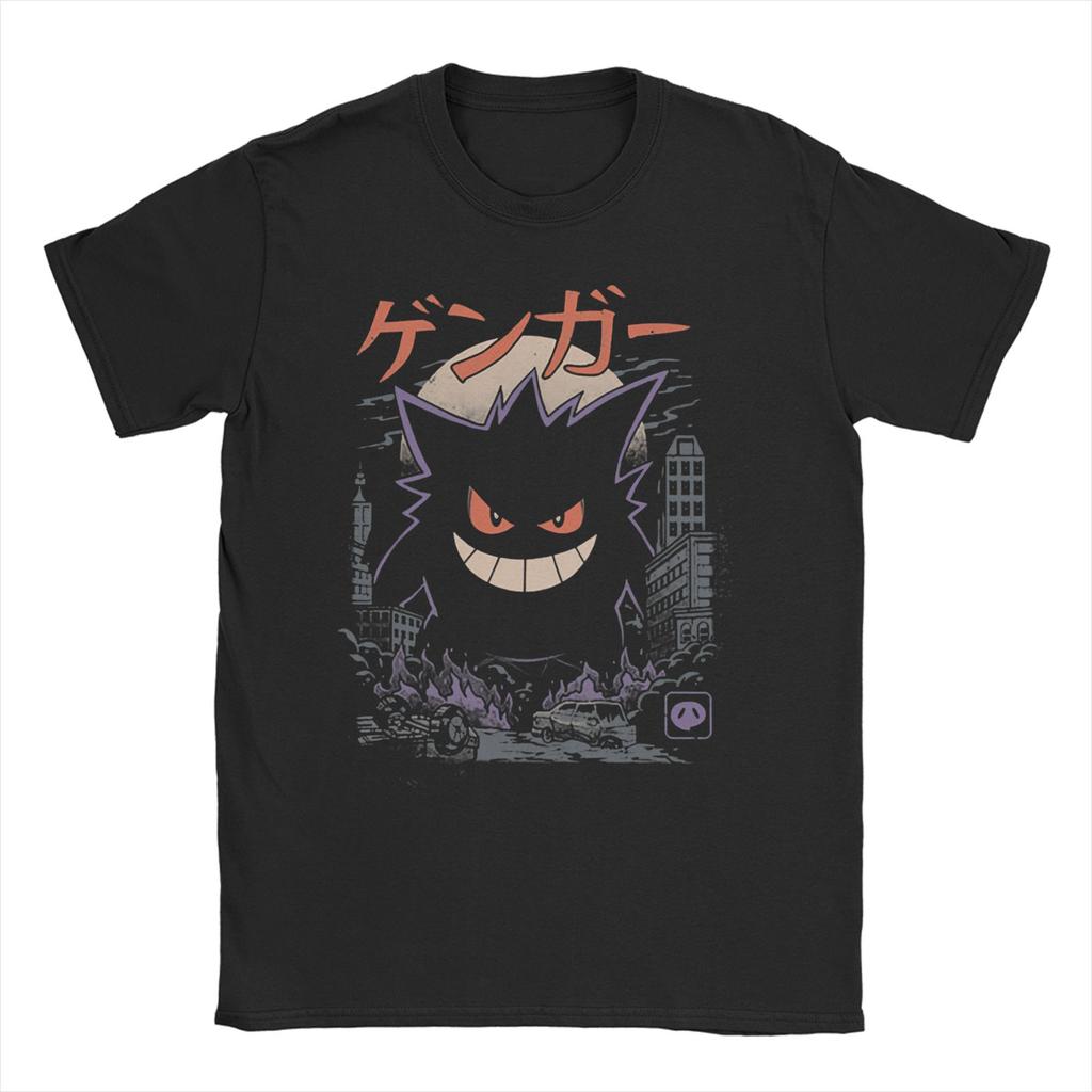 Pokemon Gengar Kawaii T-Shirts Men Women Round Neck 100% Cotton T Shirt Japanese Anime Pikachu Short Sleeve Tee Shirt Clothes