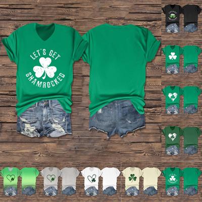 Женская повседневная одежда St. Футболка с короткими рукавами и V-образным вырезом с принтом Патрика