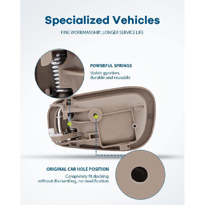 LUJUNTEC Interior Door Handle Manaul Lock,Front Rear Door Handle Passenger Right Side,Replacement for 1998-2002 For Toyota for Corolla,1pcs Beige