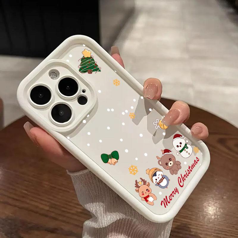 Чехол Для iPhone 15 13 17 16 Чехол Рождественский Снеговик Олень Милый Для IPhone 17Air 11 13 12 16 Pro Max 14 Plus Ударопрочный Чехол для Телефона