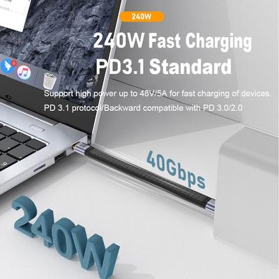 Профессиональный 8K 60 Гц 40 Гбит/с USB4.0 Кабель Гибкий Чип E-Marker USB-C на Type-C Шнур Быстрая Зарядка Ноутбука PD 240 Вт Кабель для Передачи Данных
