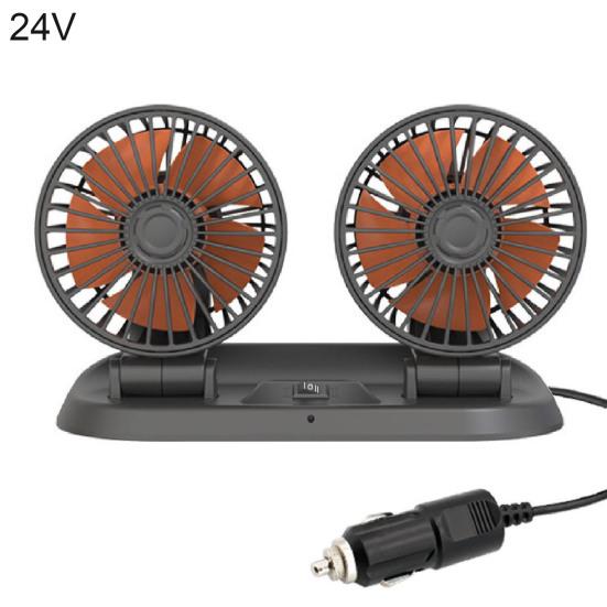 Car Fan Dual Head 2 Speed 5/12/24V 360 Degree Rotatable Electric Car Fan for Sedan