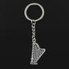 Fashion 30mm Key Ring Metal Key Chain Keychain Jewelry Antique Bronze   Plated Harp Musical 40x21mm Pendant