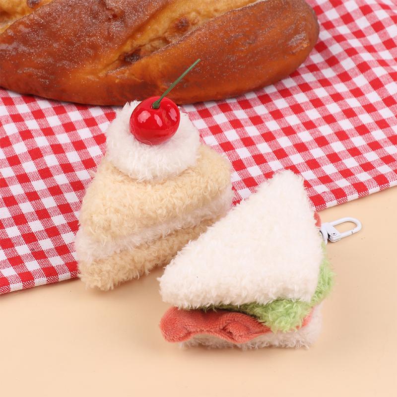 Кавайный плюшевый брелок в виде симуляции еды, креативный брелок в виде сэндвича, гамбургера, торта, подвеска для сумки, аксессуары для ключей, подарки для пары