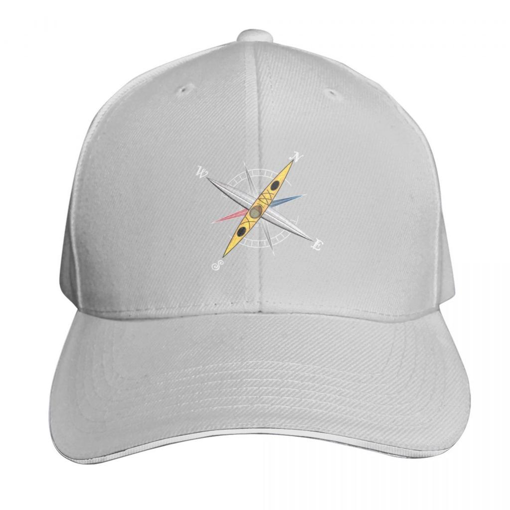 Cool kayak design with compass rose and yellow kayak Baseball Cap Hip Hop New In Hat birthday Unisexs Caps Womens