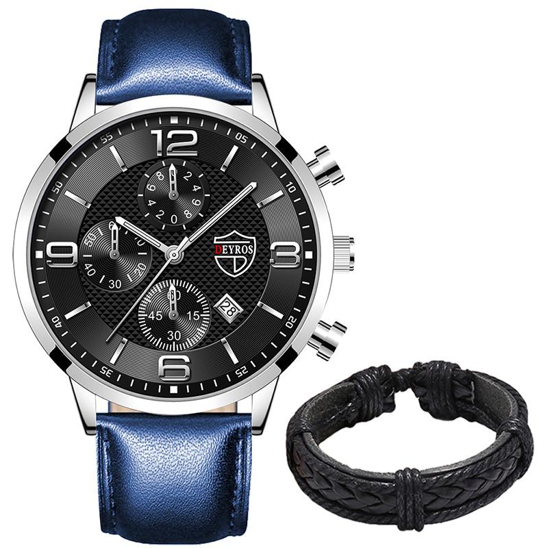 Роскошные модные мужские часы мужские деловые кожаные кварцевые наручные часы мужские спортивные часы-браслет календарь дата часы
