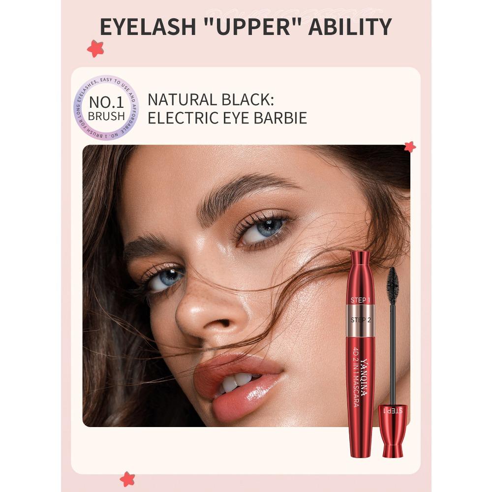 YANQINA Тушь для ресниц с двойным эффектом Водостойкая длинная подкручивающаяся естественная утолщающая тушь 2в1