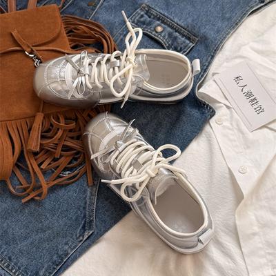 Guttega~ Серебристые ретро немецкие тренировочные кроссовки для женской коллекции осень 2025, новые, универсальные, легкие, с мягкой подошвой, повседневные спортивные кроссовки «Форрест Гамп»