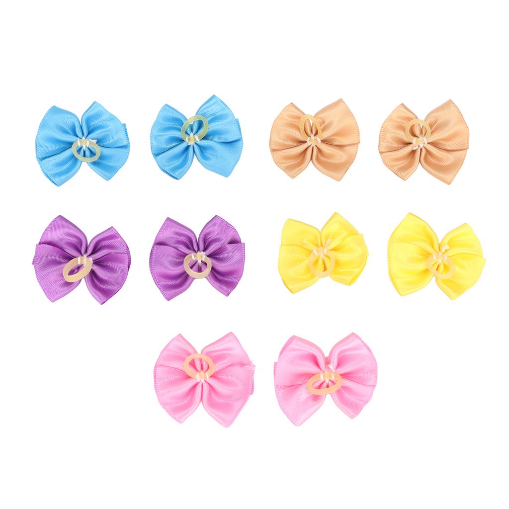 20pcs Pet Hair Bows Cute Mixed Colors Small Dog Topknots with Rubber Band for Puppy Cats Rabbits