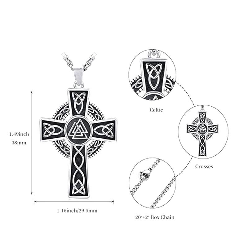 Retro Vintage Titanium Steel Christian Celtic Cross Necklace Vikings Pendant Necklace