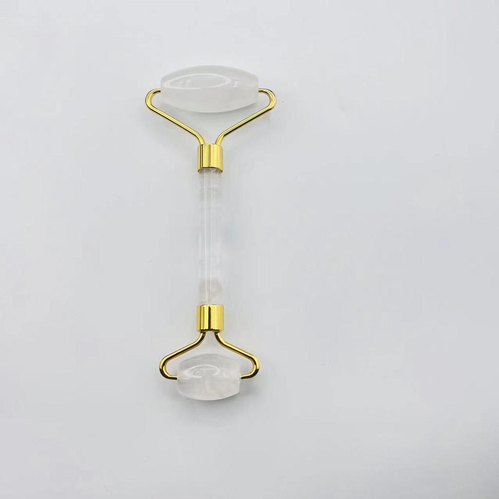 Массажер для лица из розового кварца с двойной головкой