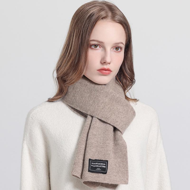 2025 New Small Wide Wool Scarf Solid Color Simple Versatile Shawl Fashion Autumn and Winter Warm Scarf