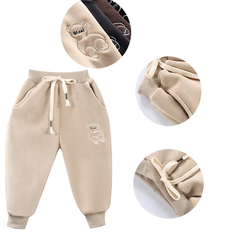 Зимние детские бархатные плюшевые спортивные штаны на открытом воздухе, утепленные брюки, пуховые штаны для мальчиков и девочек