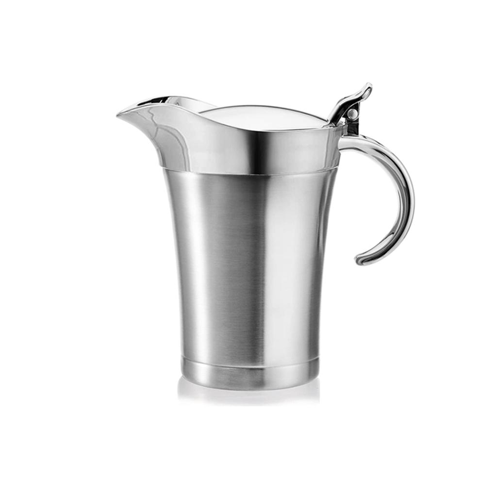 Соусница Leeseph, кувшин для соуса из нержавеющей стали 304 с двойной изоляцией и крышкой, кухонное хранилище для подливки, сливок, молока