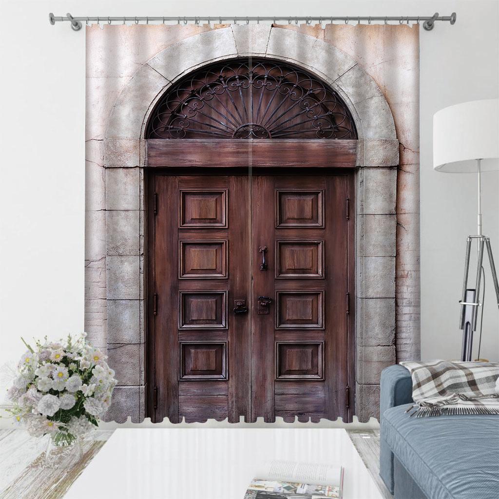 Состаренные ворота, геометрический узор, дизайн дверного проема, вход, архитектурные шторы в восточном стиле, оконные шторы для декора спальни