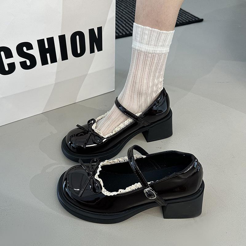 Французские ретро туфли Мэри Джейн из маленькой кожи для женской весны и осени, новые туфли-лодочки с бантом с открытым верхом для ношения с юбками