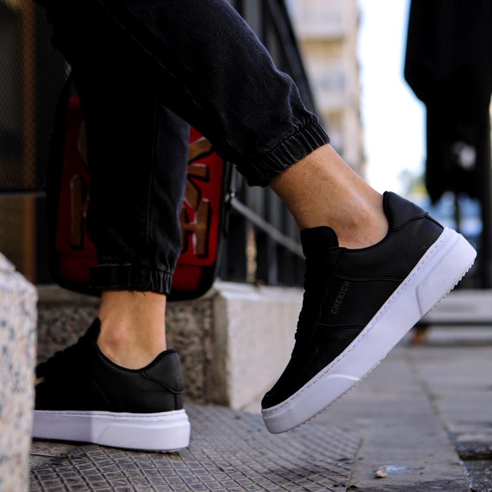 Chekich Мужская обувь черного цвета из искусственной кожи на шнуровке Осенний сезон Кроссовки Повседневная тенденция 2023 года Спортивная воздушная белая подошва CH087s Повседневная CH087