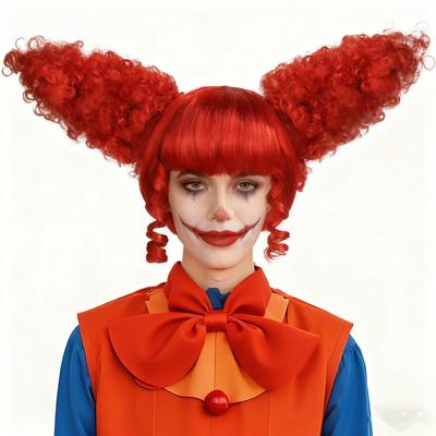 Рыжий кудрявый парик с челкой - Парик клоуна на День святого Валентина для вечеринок, Синтетические волосы для романтических веселых мероприятий/Косплея