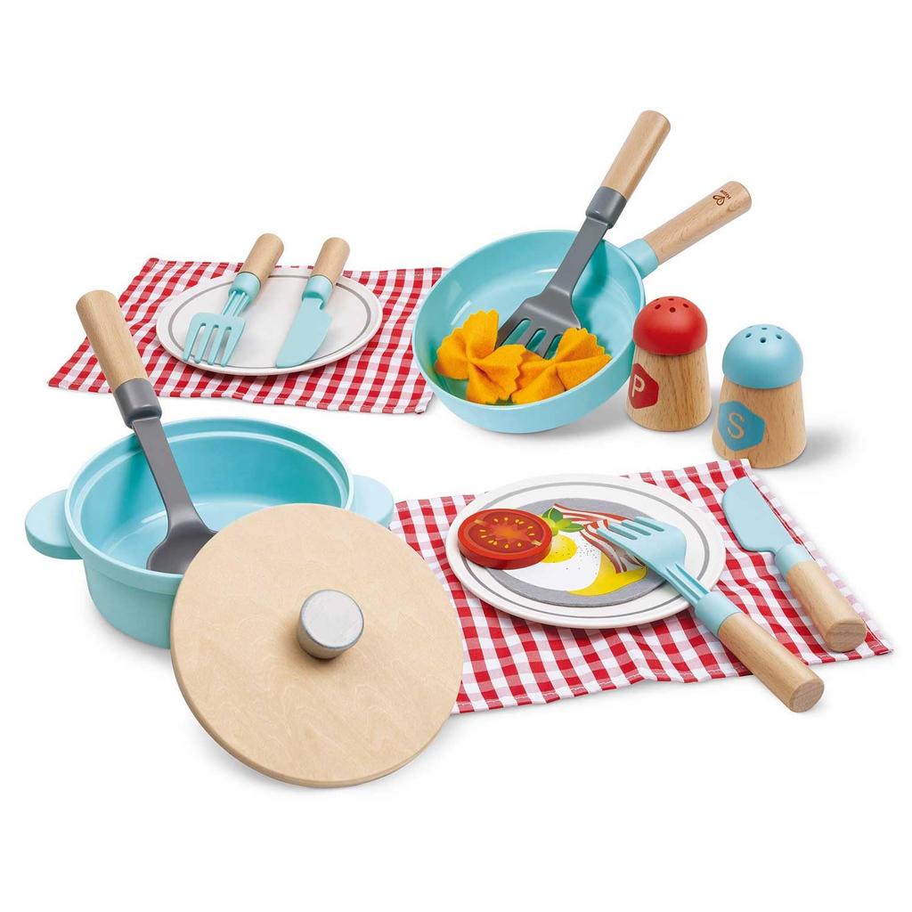 Hape Pretend Cooking for Ages 3 and Wooden Pretend Cooking E3208 Set, Up, Toy,