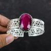 Faceted Kashmir Ruby Bangle Handmade Cuff Bracelet Gemstone Adjustable Bangle 925 Sterling Silver Bangle Dainty Cuff Bracelet Gifts For Her