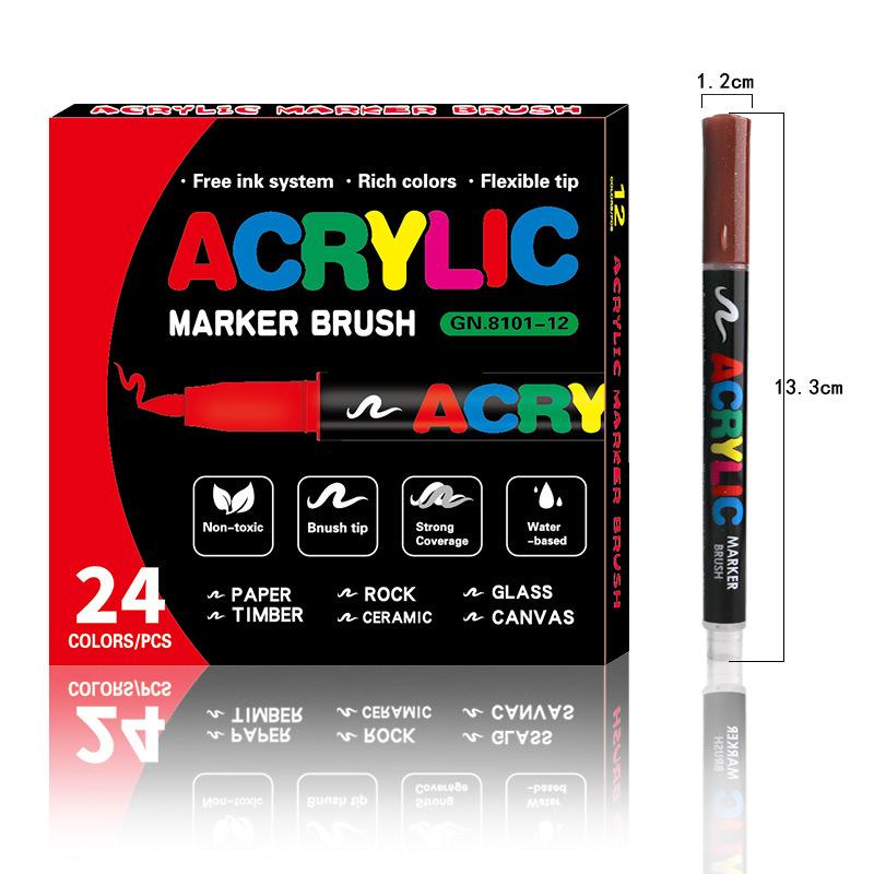 8101 Акриловые маркеры с мягким наконечником - 12/24 цвета для студенческого творчества, DIY и граффити