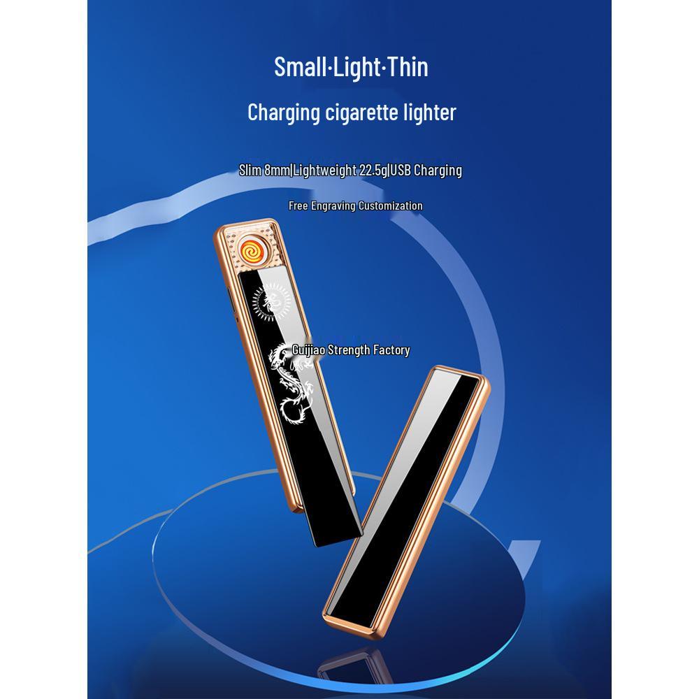 USB Rechargeable Silent Ultra-Thin Mini Lighter – Trendy TikTok Style for Men