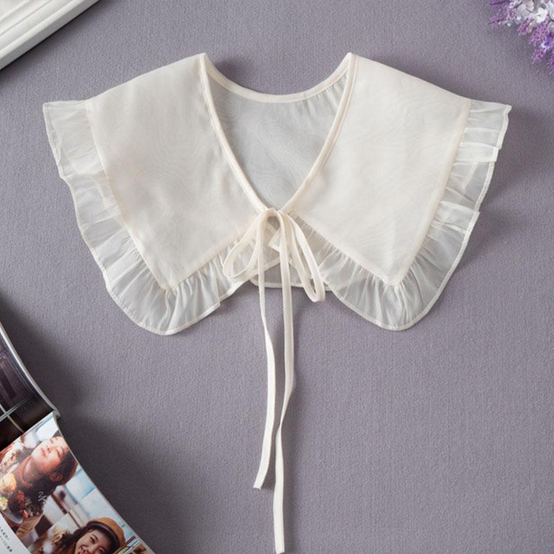 Fashion Scarf Fake Collar Shirt Women Detachable Collar Lace Neckline Women False Collar Tie White Faux Col Clothes Accessories