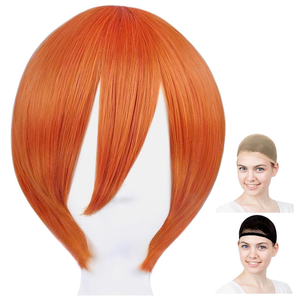 CaseEden Cosplay Wig, Premium, Smooth, Short, Heat-Resistant, Dark Orange (WIG6183)