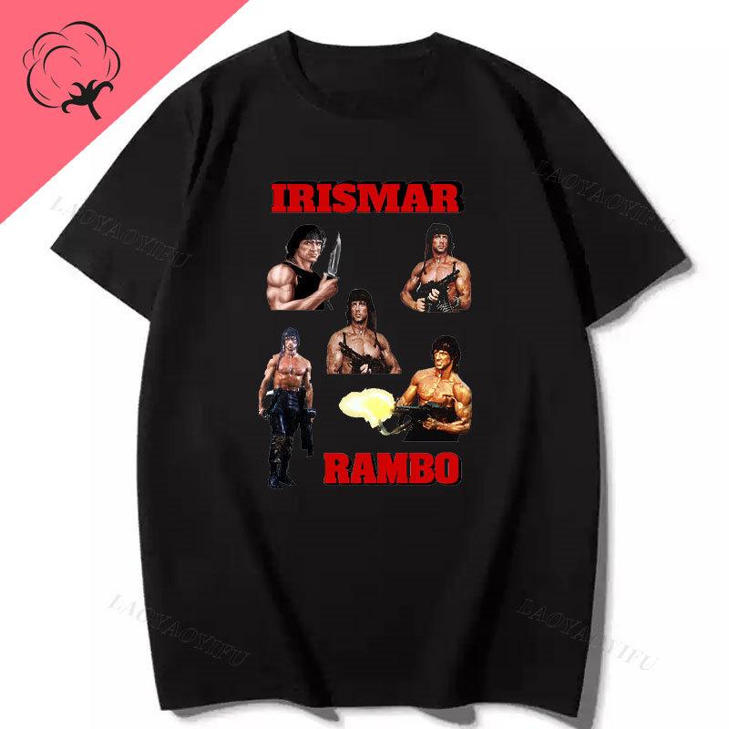 Playera Famous John J Rambo Vintage Style 80S Movie First Blood Part 2 T Shirt Homme Pure Cotton Short Sleeve Women Tops