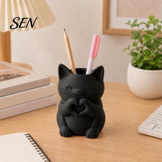 Фигурка маленького животного, 3D-печатный милый держатель для ручек в виде кота, Декоративный настольный органайзер для канцелярских принадлежностей, карандашей и офисных принадлежностей, кисточек для макияжа,