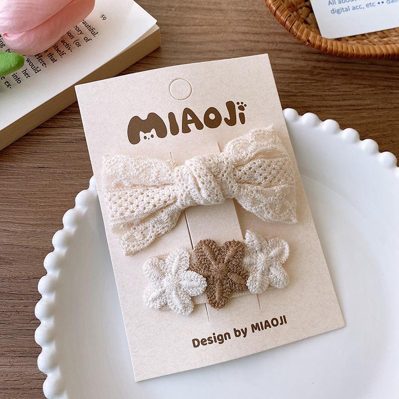 French Retro Beige Lace Hairpins Women Girls Children Gift Hair Clips Pins Barrettes Accessories Hairclip Headwear Headdress Orn