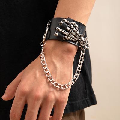 Новый мужской браслет с когтями скелета, мужской модный хип-хоп, высококачественный кожаный металлический браслет в стиле ретро, ​​браслет
