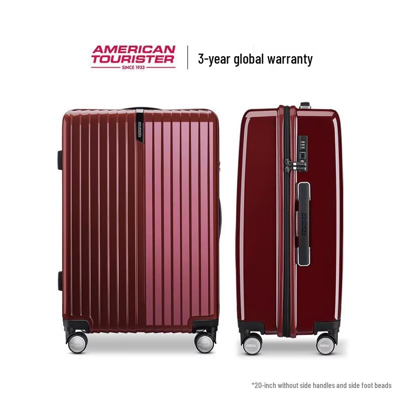 American Tourister 20-inch Wine Red Mirror Finish Carry-on Luggage