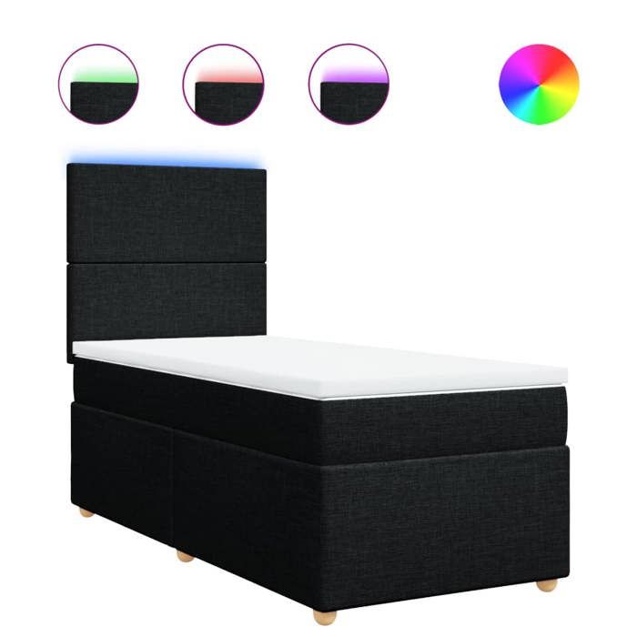 Maison Exclusive - Sommier à lattes de lit avec matelas Noir 90x190 cm Tissu