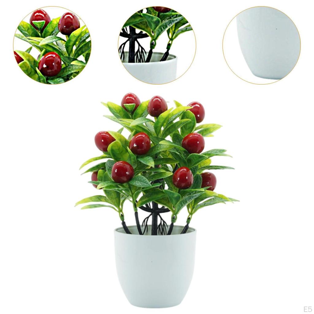 Artificial Fruit Plants Tree Potted Floral Decor Fake Flower Plant Mini