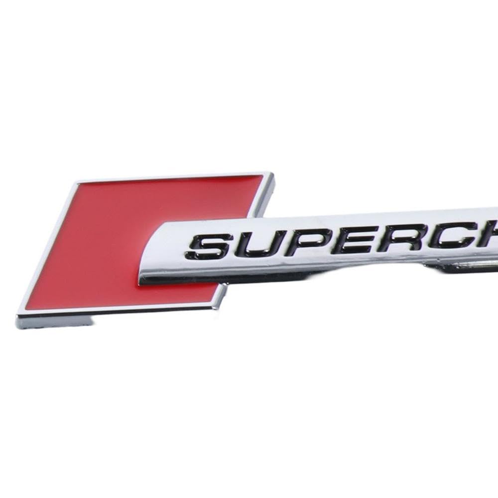 Qicarkey 3 Pcs Metal Supercharger Emblem 3D Logo Letter Auto Badge Decal Car Rear