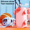 Excavator Water Bottle for Kids 500ml Leak-Proof Cartoon Cup with Wheels Adjustable Strap