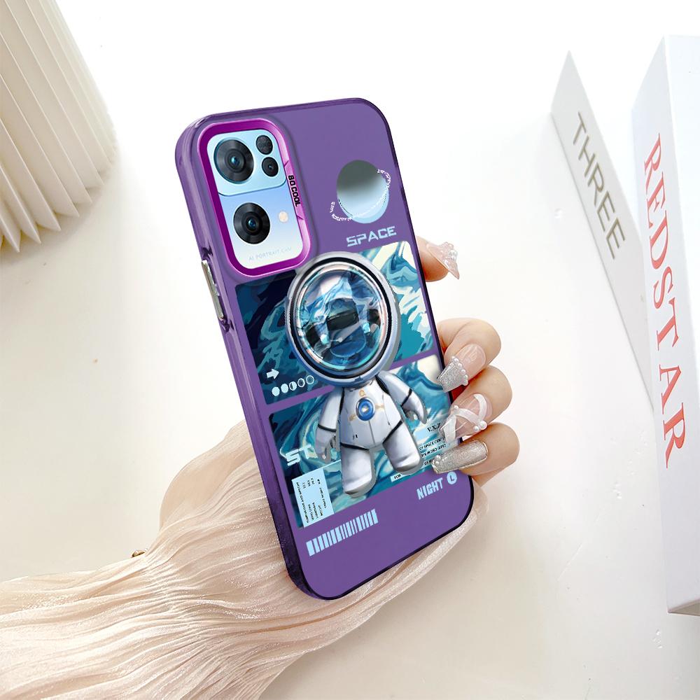 Окрашенный узор, цветной серебристый, двухсторонний, жесткий, противоударный чехол для телефона с защитой от падений для OnePlus OPPO Reno Realme