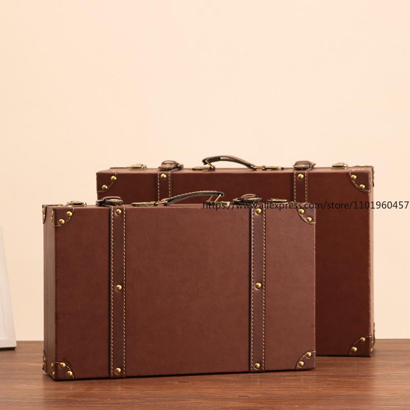 Винтажный чемодан в европейском стиле, реквизит для фотосъемки, антикварный кожаный сундук, коробка для хранения одежды, витрина модного бутика