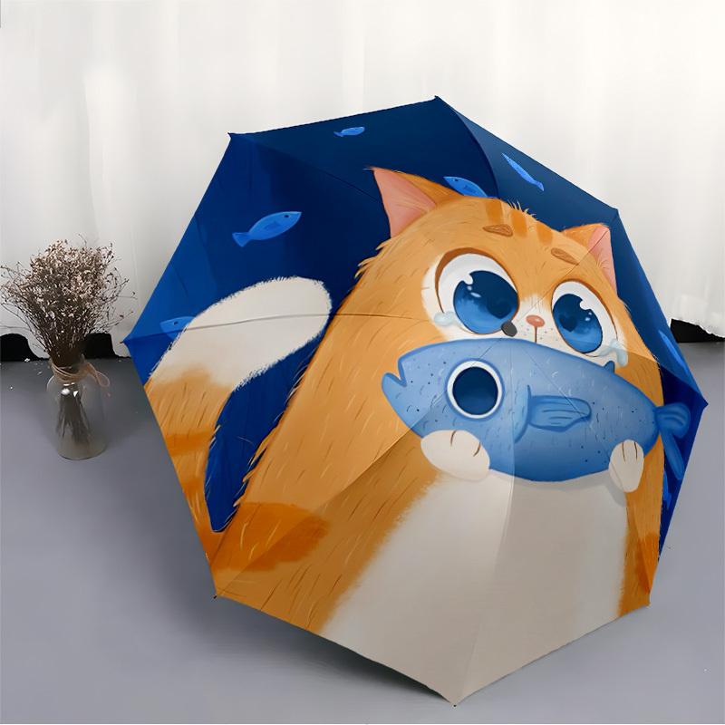 1pc Cat Fish Automatic Open/Close Umbrella Compact Folding Umbrella, All-Season Portable Umbrella for Women/Men, Perfect Gift for Birthdays027