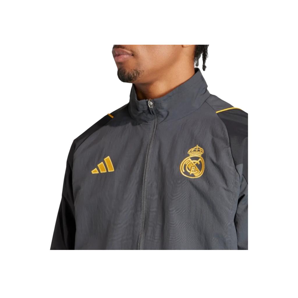 adidas Куртка мужская Real Madrid 23/24 сезон, облегающего кроя, с воротником на молнии, с длинным рукавом IB0044