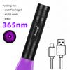 365 нм Мини УФ светодиодный черный фонарик USB-перезаряжаемый Лампа для ногтей Маркер пятен от домашних животных Детектор руды Денег Скорпиона