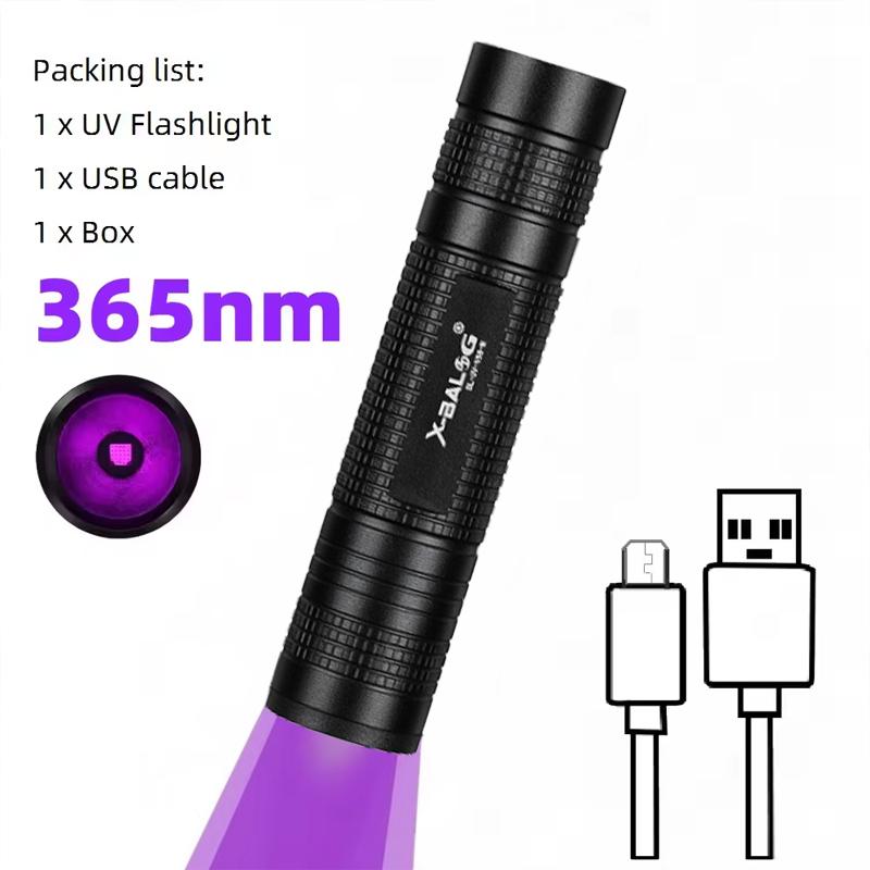 365 нм Мини УФ светодиодный черный фонарик USB-перезаряжаемый Лампа для ногтей Маркер пятен от домашних животных Детектор руды Денег Скорпиона